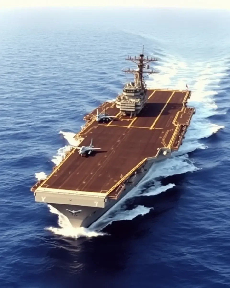 Harry Truman Aircraft Carrier Sails Through Open Ocean Waters