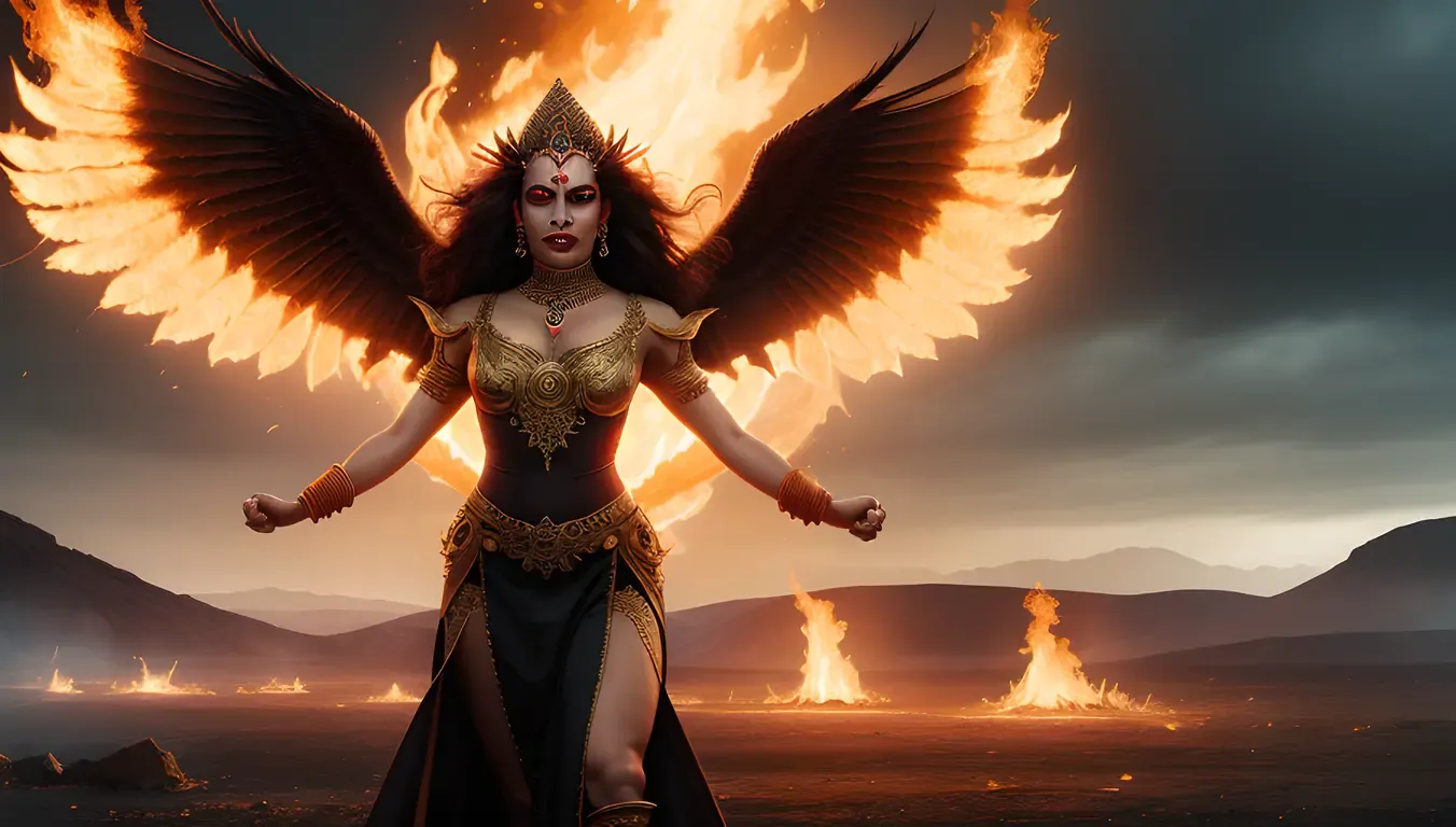 Haunting Bhadrakali Goddess of Time and Destruction in Desolate Wasteland