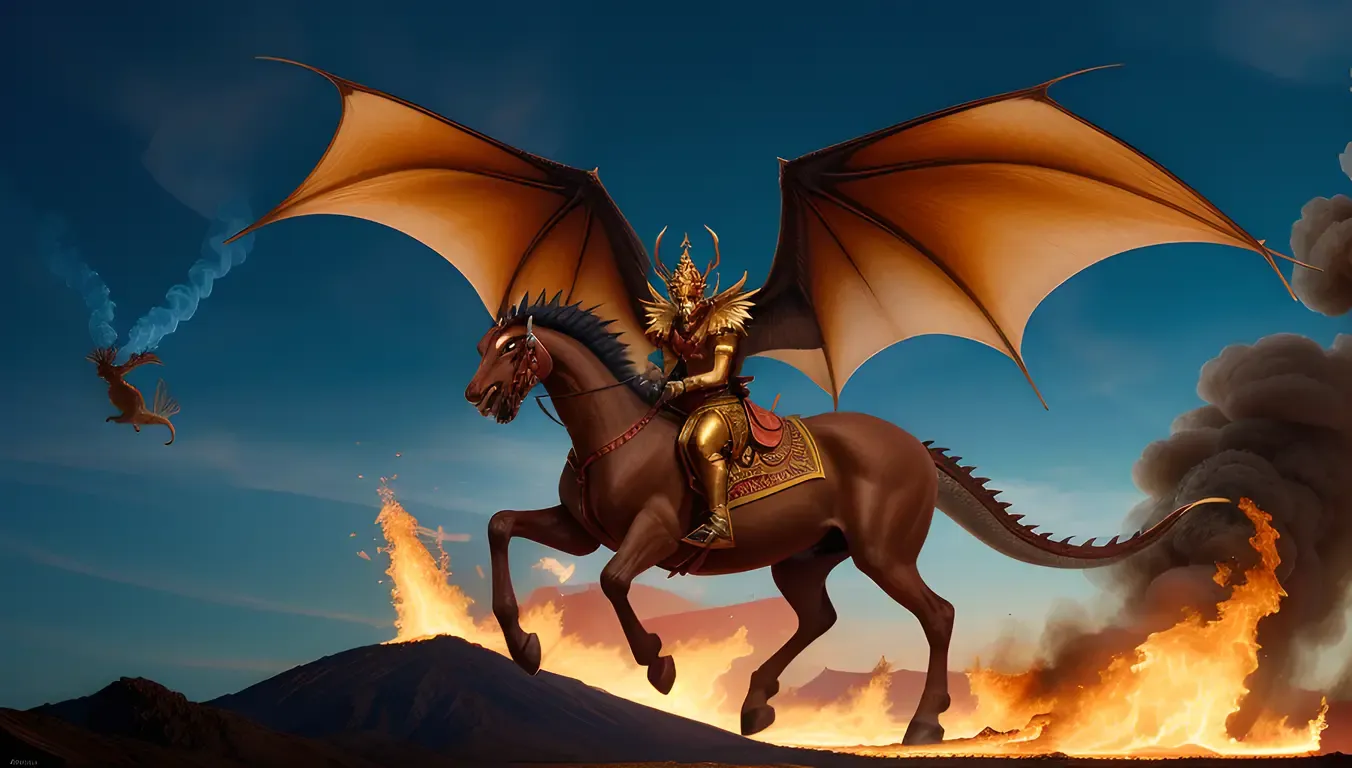 Hayagriva Rides Dragon through Fiery Skies
