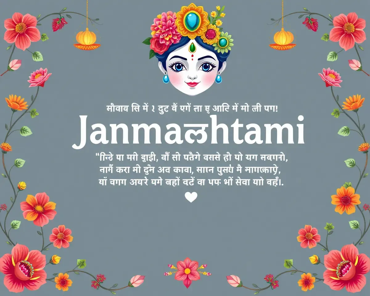 Heartfelt Janmashtami Greeting Card Clipart PNG with Lord Krishna