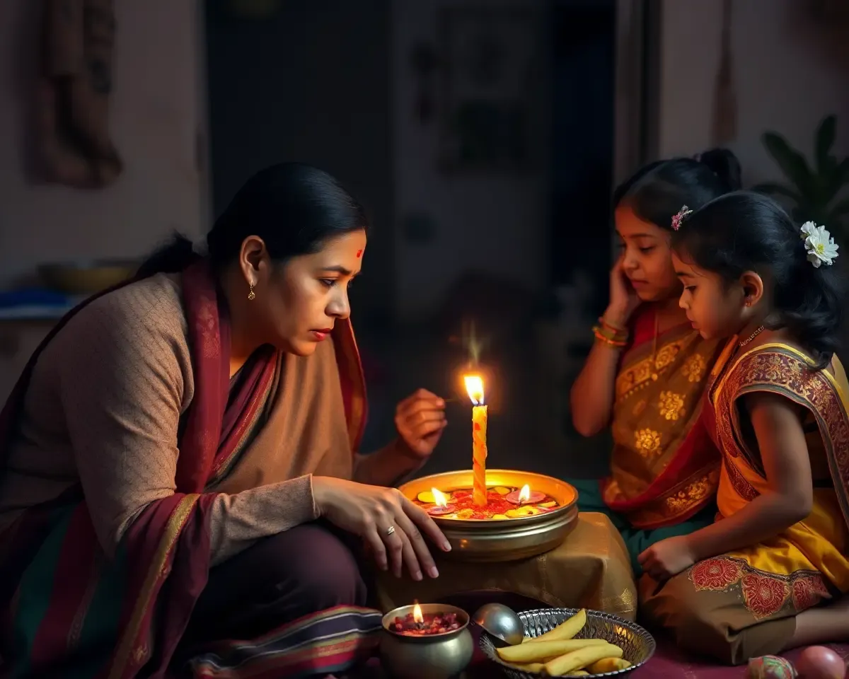 Heartwarming Family Chhath Puja Celebration with Prayers and Offerings