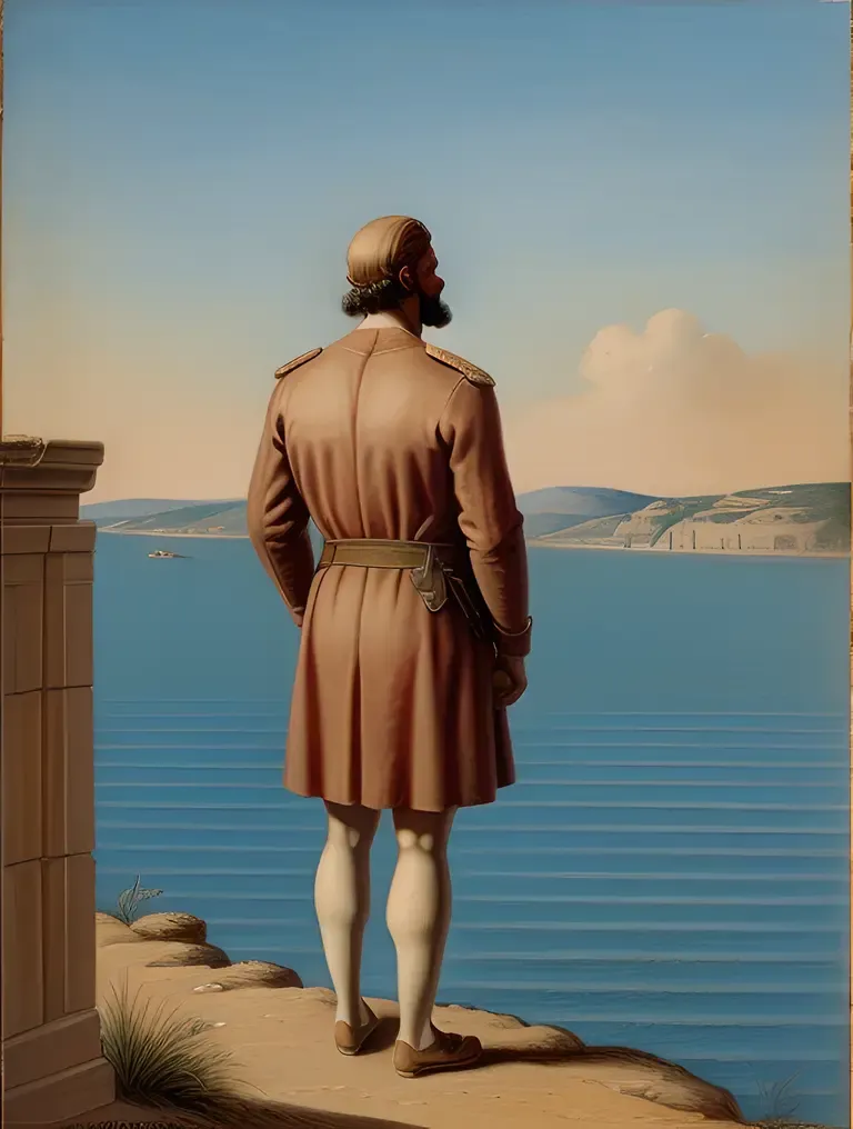 Herodotus Contemplates Ancient World by Hellespont Banks