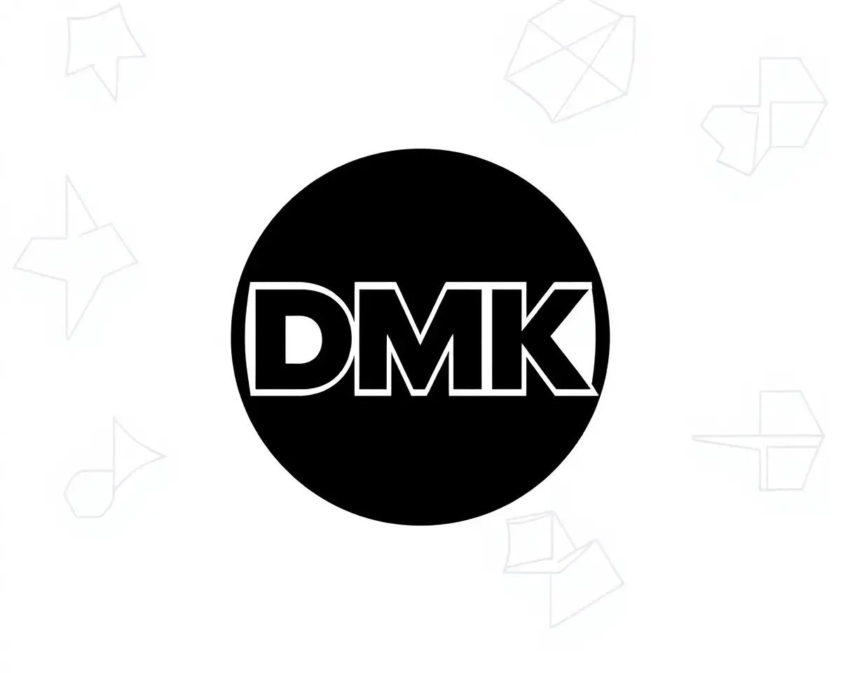 High-Contrast Dmk Logo with Bold Black and White Colors