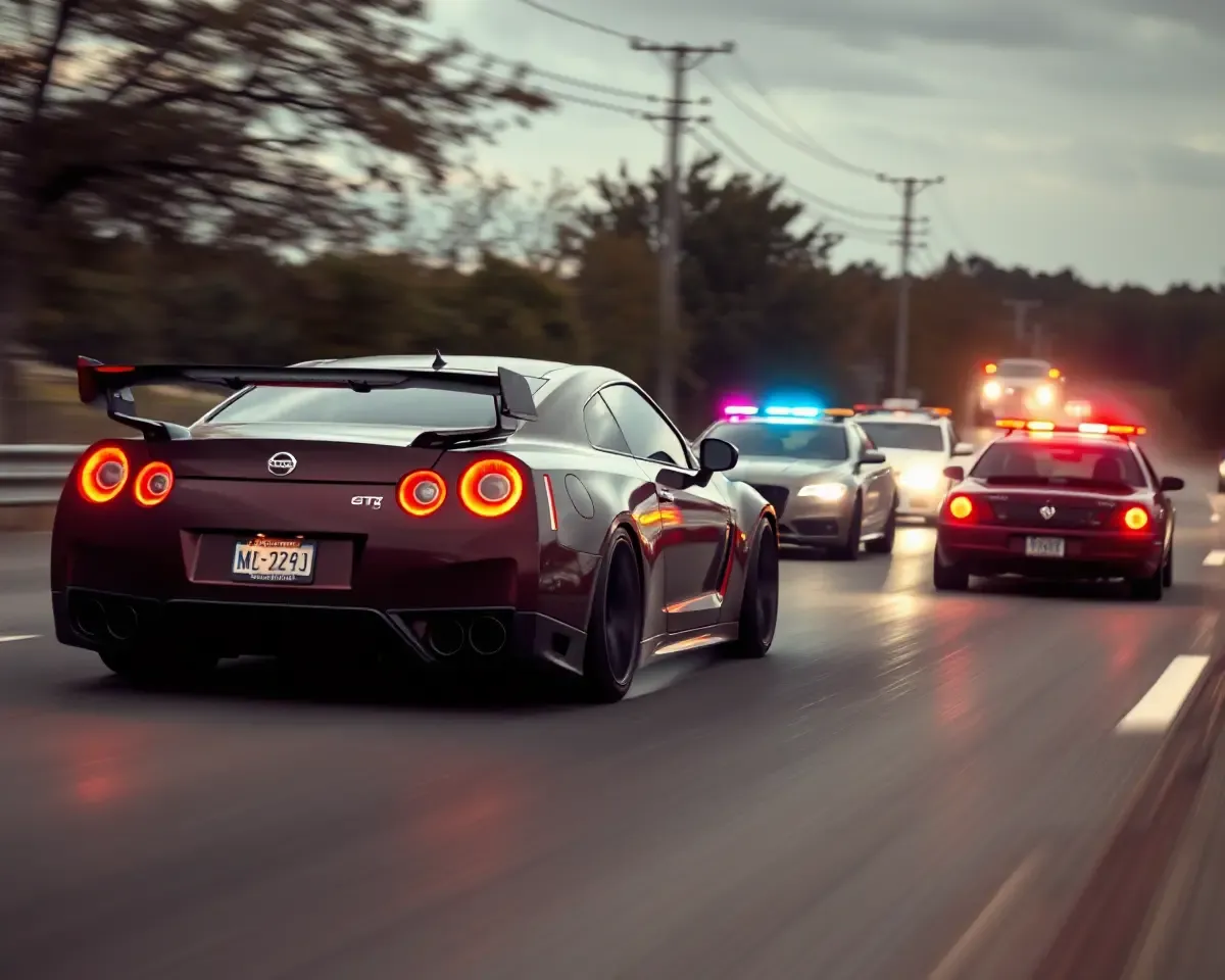 High-Speed Chase Nissan Skyline GTR R34 Police Pursuit