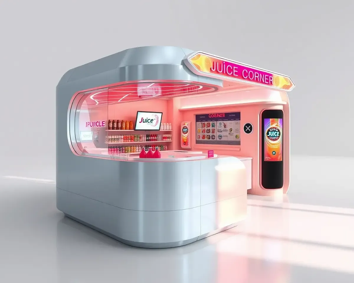 High-Tech Juice Corner Flex Design with Holographic Display