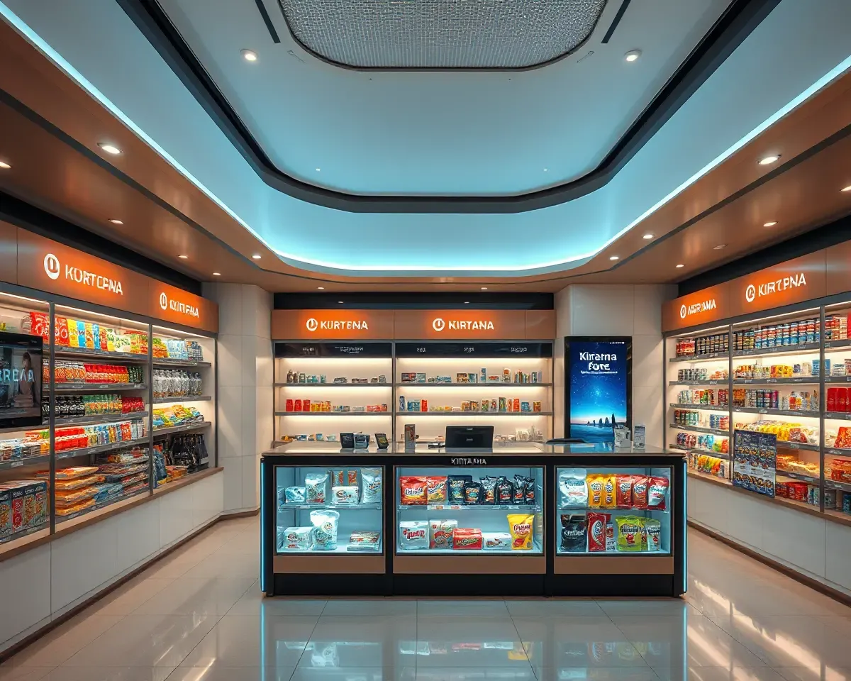 High-Tech Kirana Store with Digital Flex Design and Minimalist Aesthetic