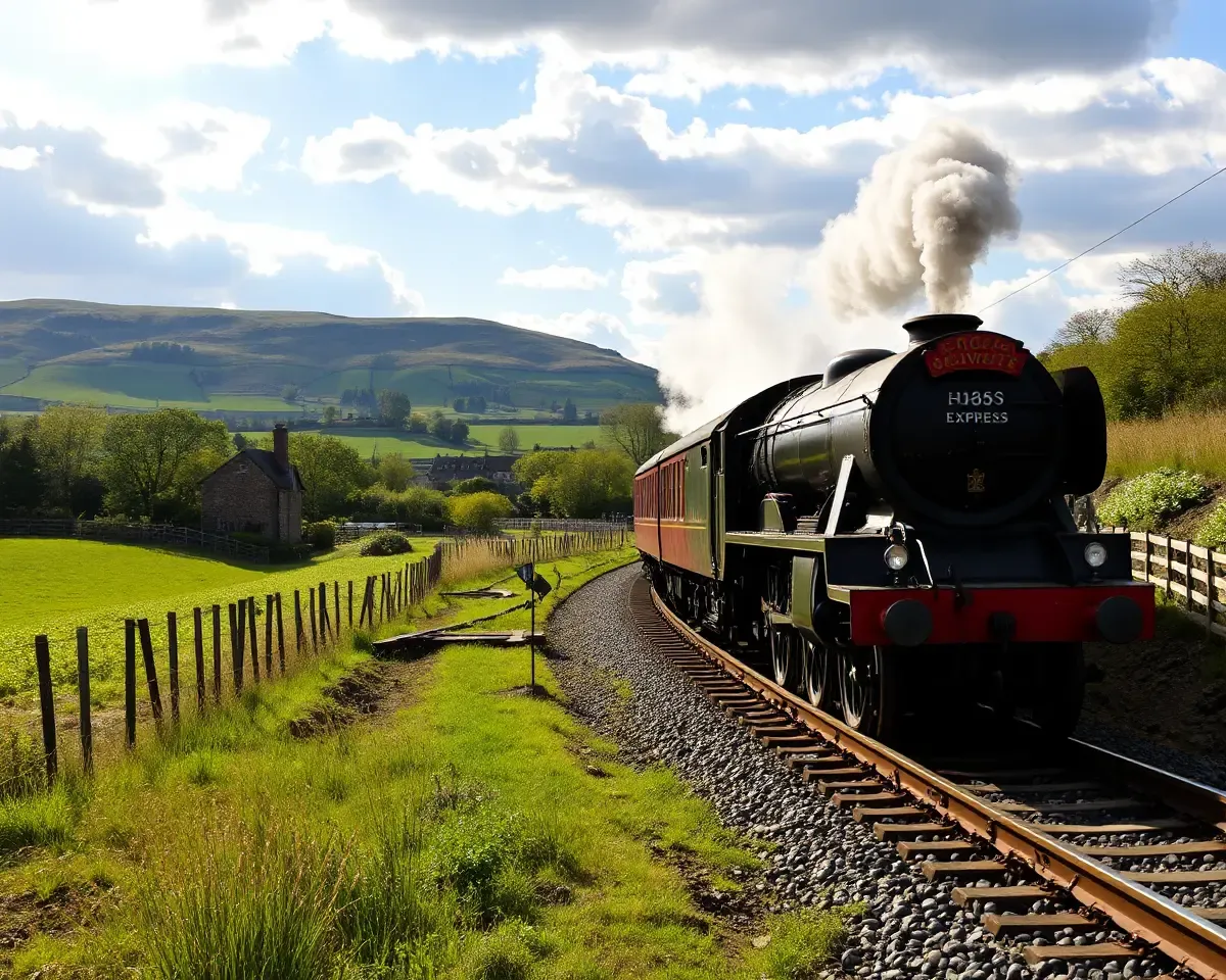 Hogwarts Express Chugs Along British Countryside 4K Wallpaper