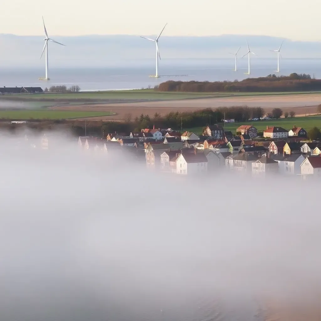 Hornsea 4 Wind Farm in Misty Morning Fog