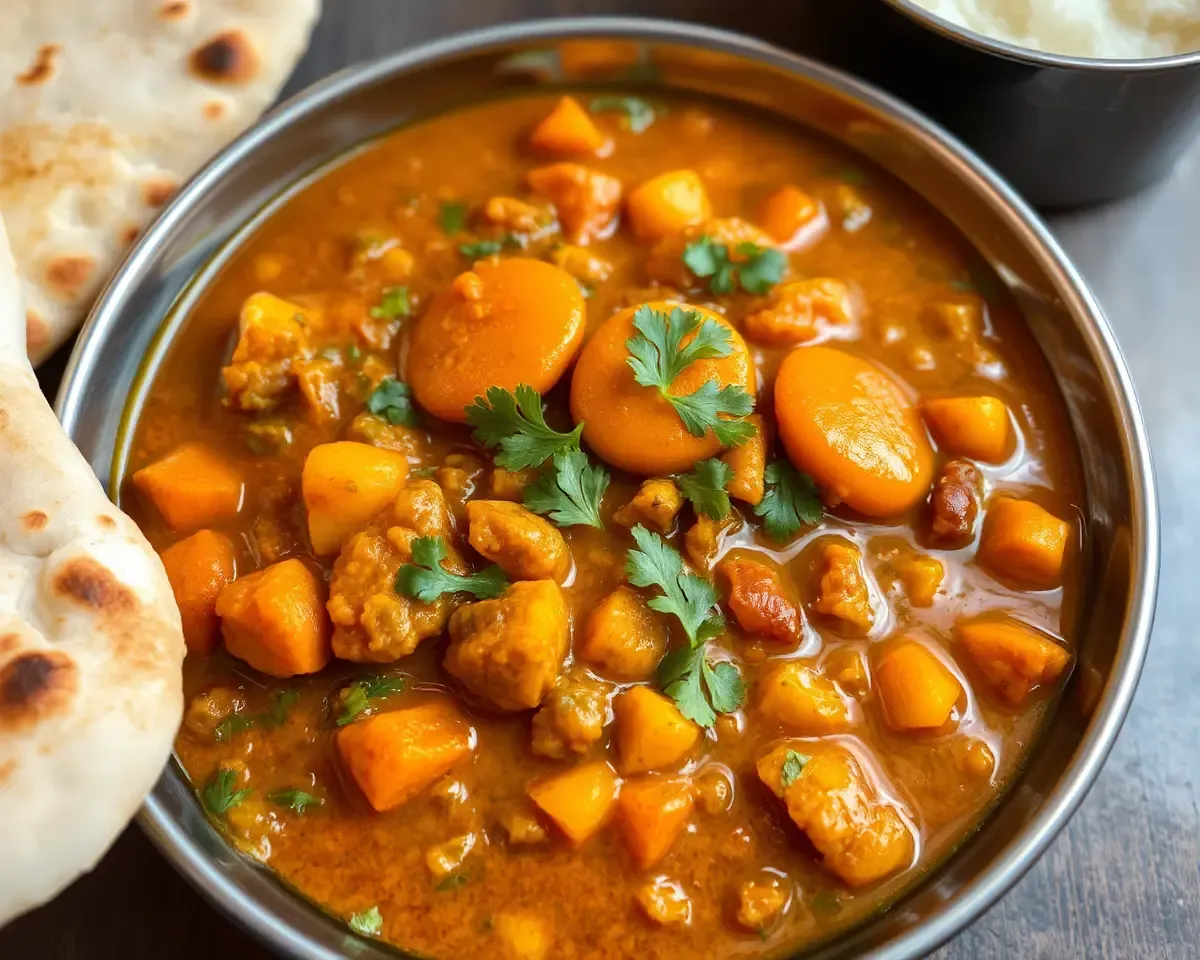Hot Dal Fry Plate with Naan Bread Served Steaming