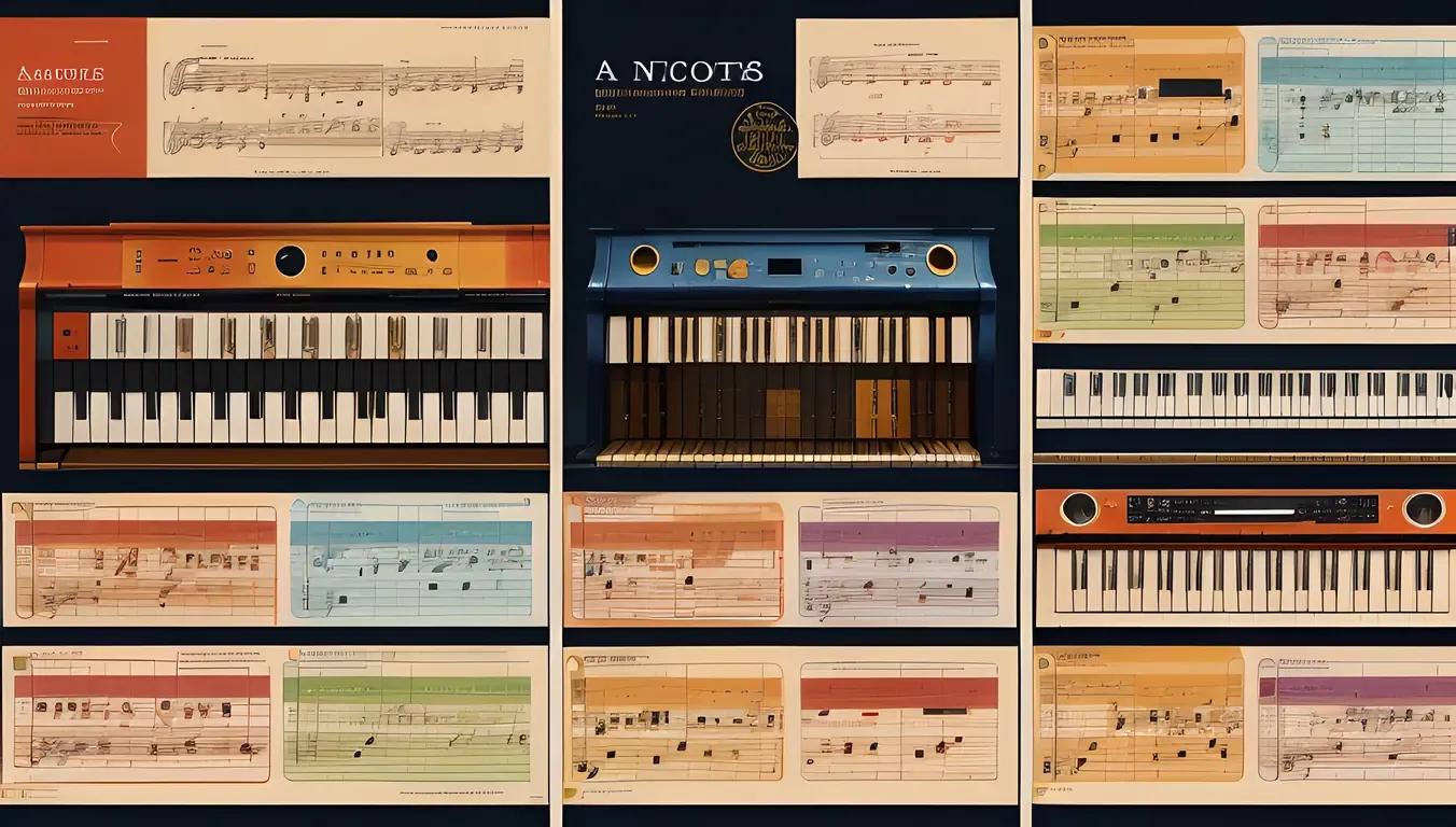 Hot Saxi Image: Fiery Saxophone Keys and Notes in Colorful Collage