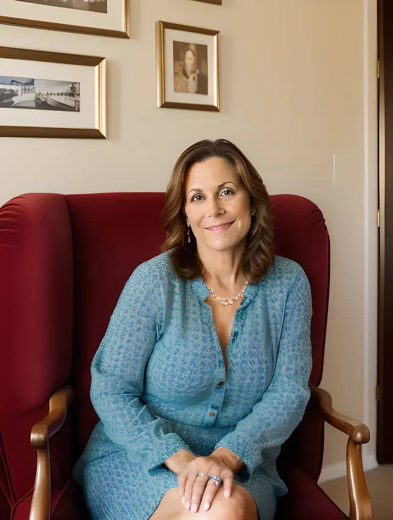 Housewife's Cozy Moment with Family Photos and Mementos