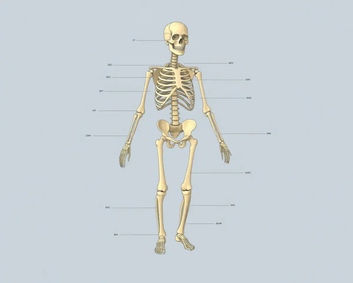 Human Skeleton Diagram with Upper Body Bones