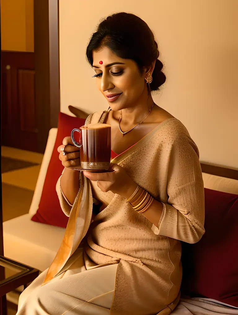 Indian Bhabhi Enjoying Hot Chai with Husband