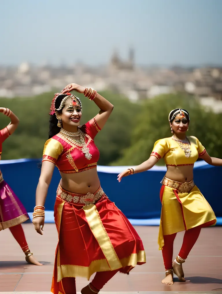 Indian Teens Perform Traditional Dance with Colorful Costumes