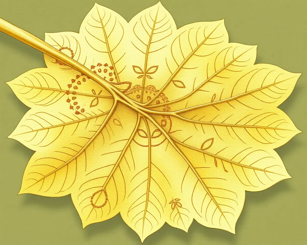 Intricate Jaggery Tea Leaf Illustration