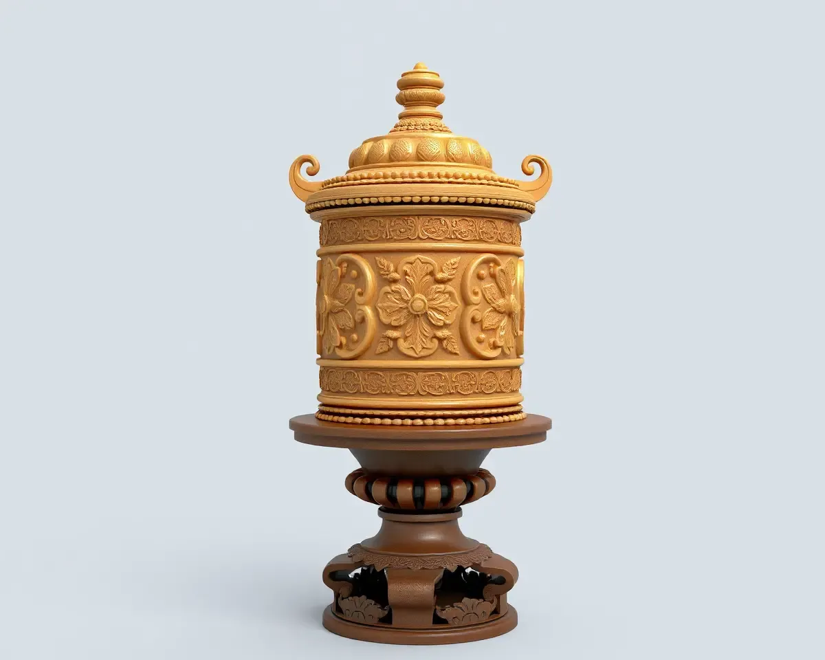 Intricately Carved Taraju on Ornate Pedestal