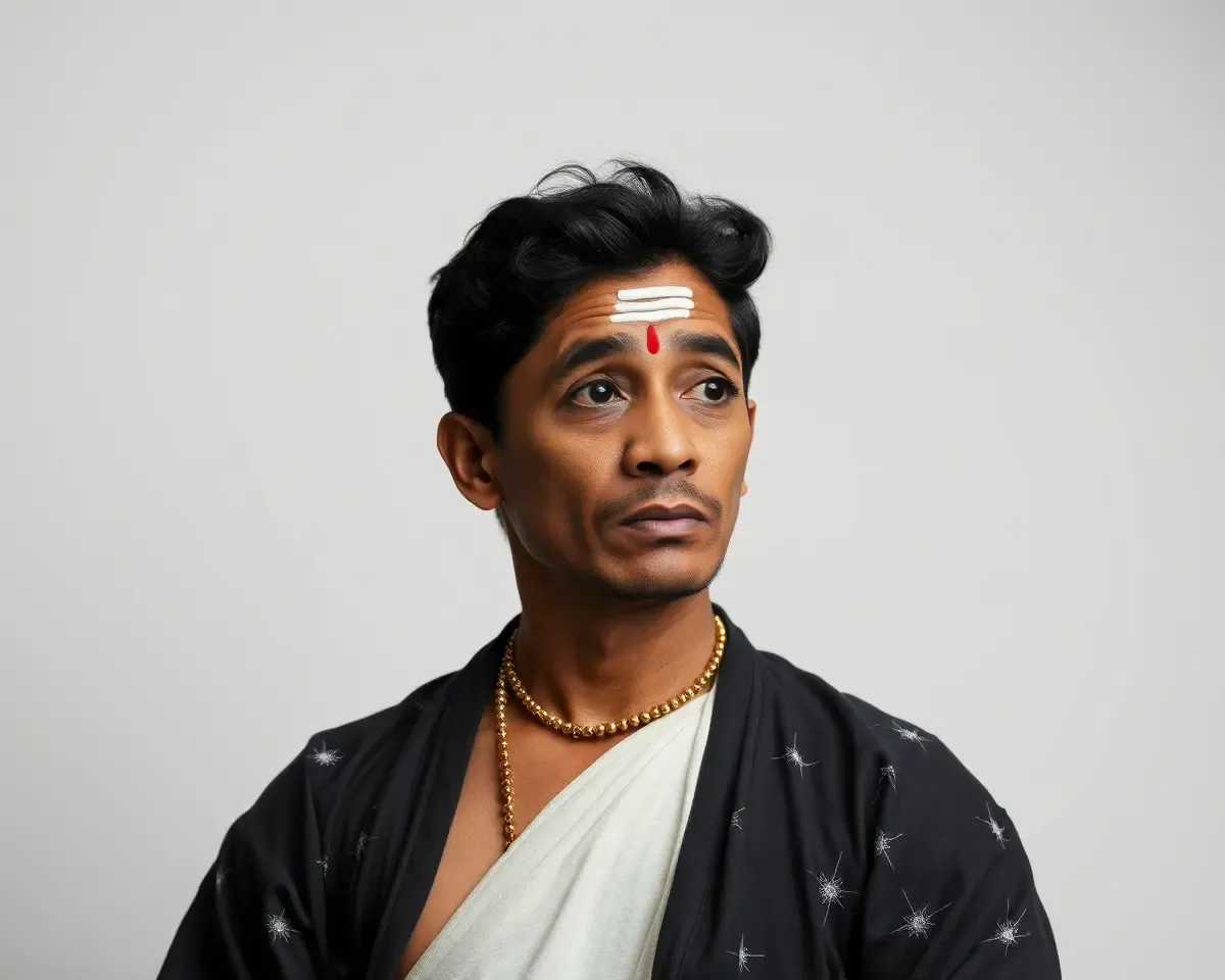 Introspective Yakshagana Artist in Quiet Contemplation
