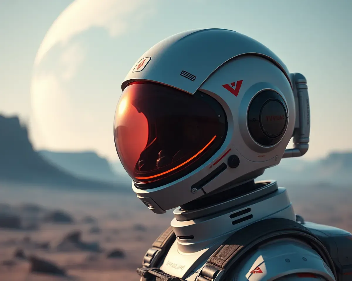Involap Helmet Worn by Astronaut on Distant Planet