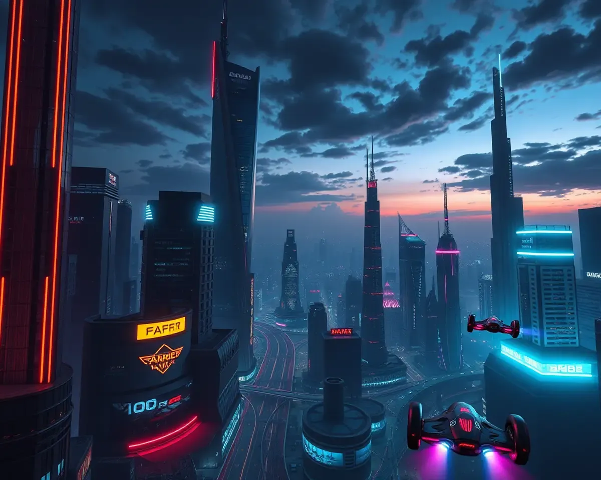 Jadi Buti Png Futuristic Cityscape at Night Scene