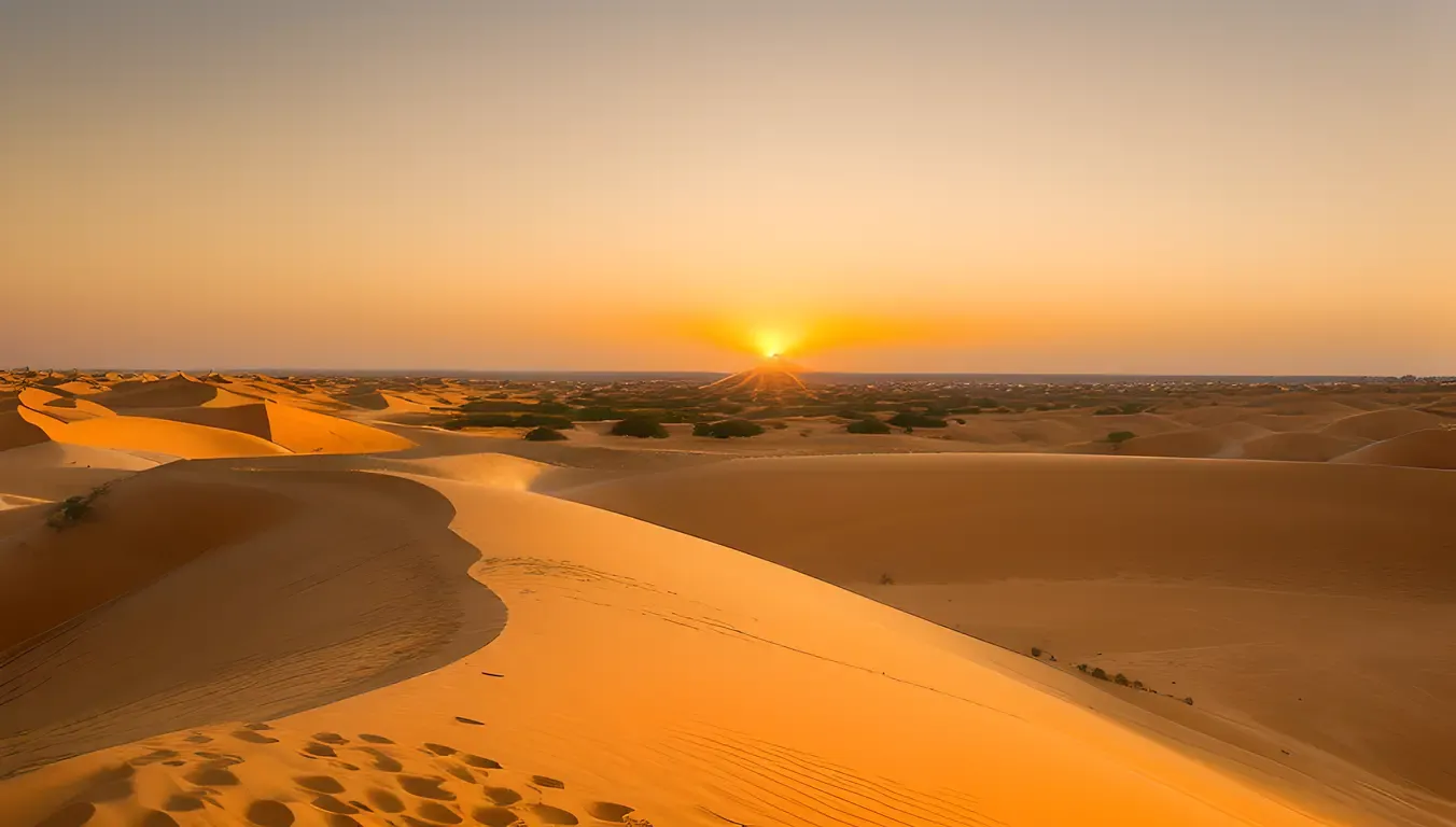 Jaisalmer Sunset with Ancient Fort in Warm Orange Sky