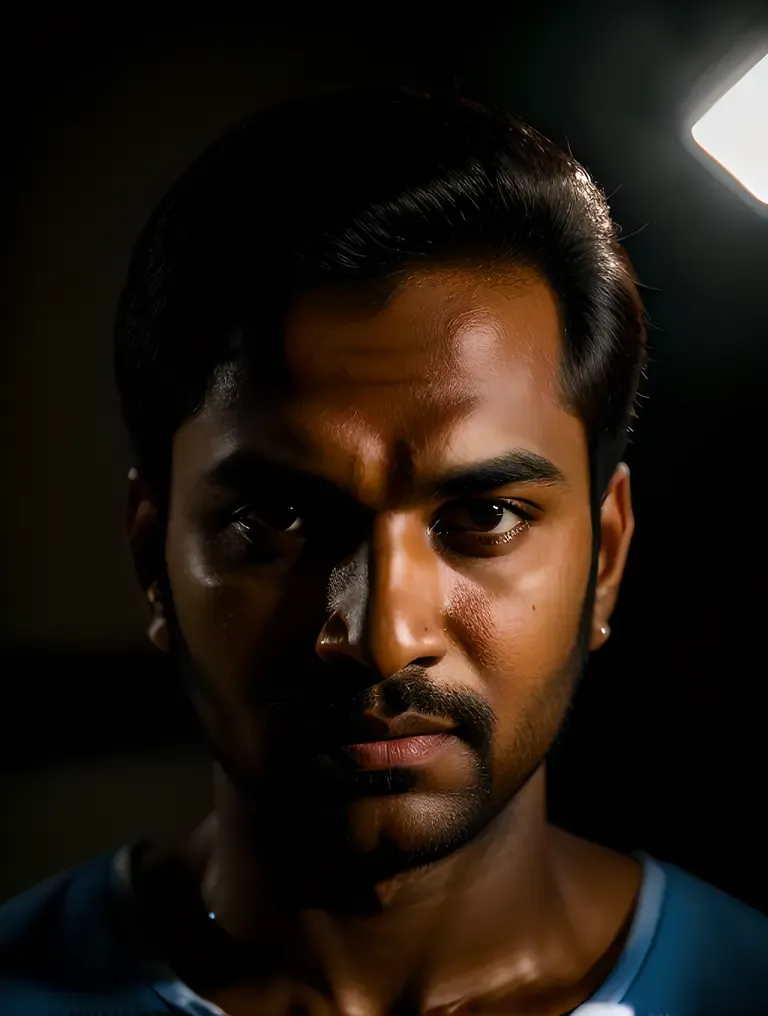 Jayasurya's Intense Gaze: Dramatic Lighting Setup