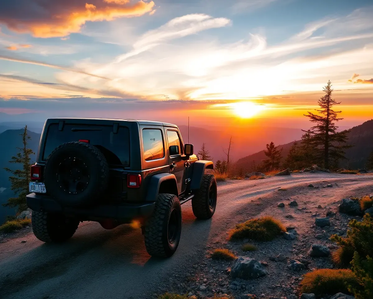 Jeep Wrangler Off-Road Adventure Sunset Wallpaper for iPhone