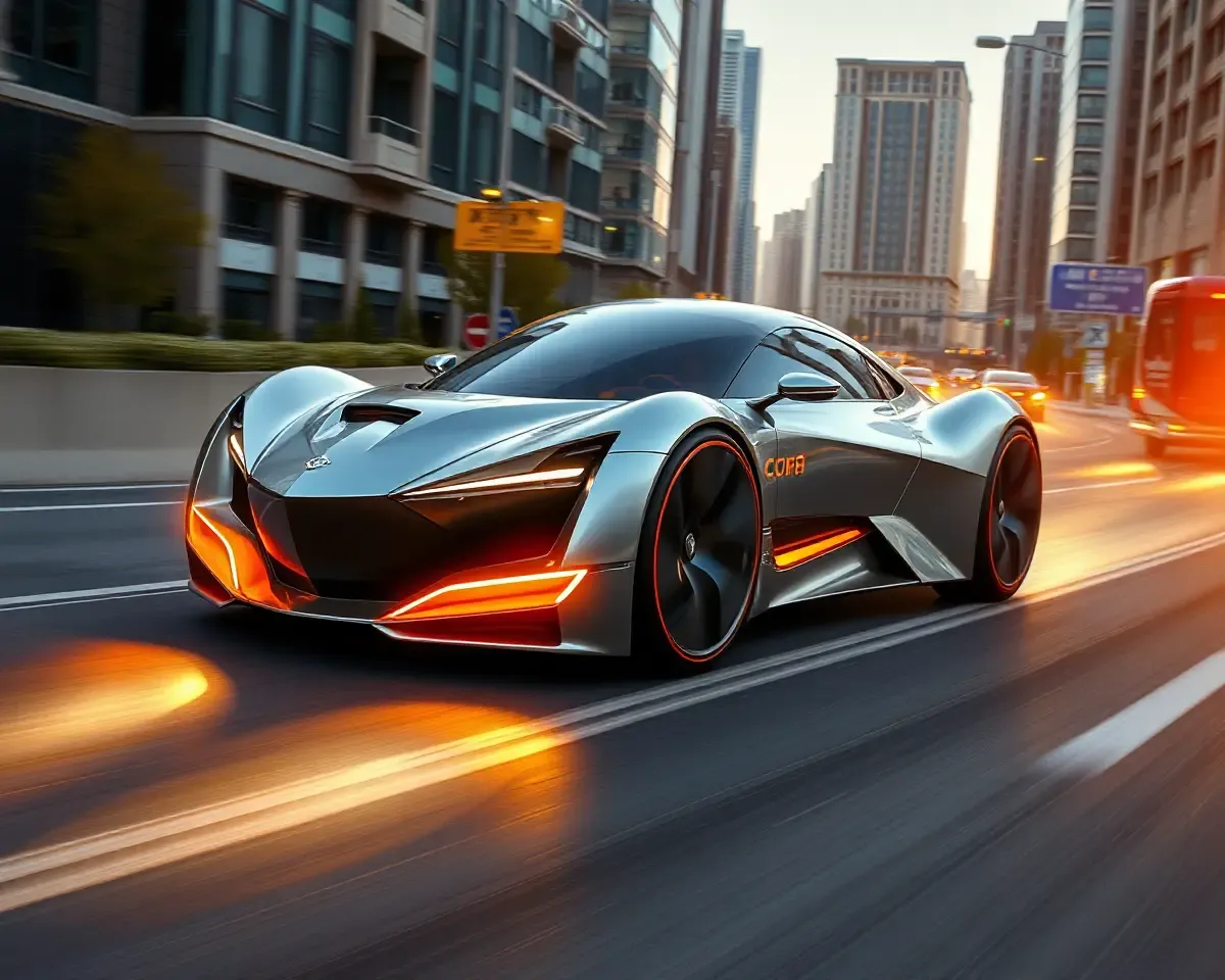 Jodavi's Futuristic Vehicle with Glowing Headlights in High-Res PNG
