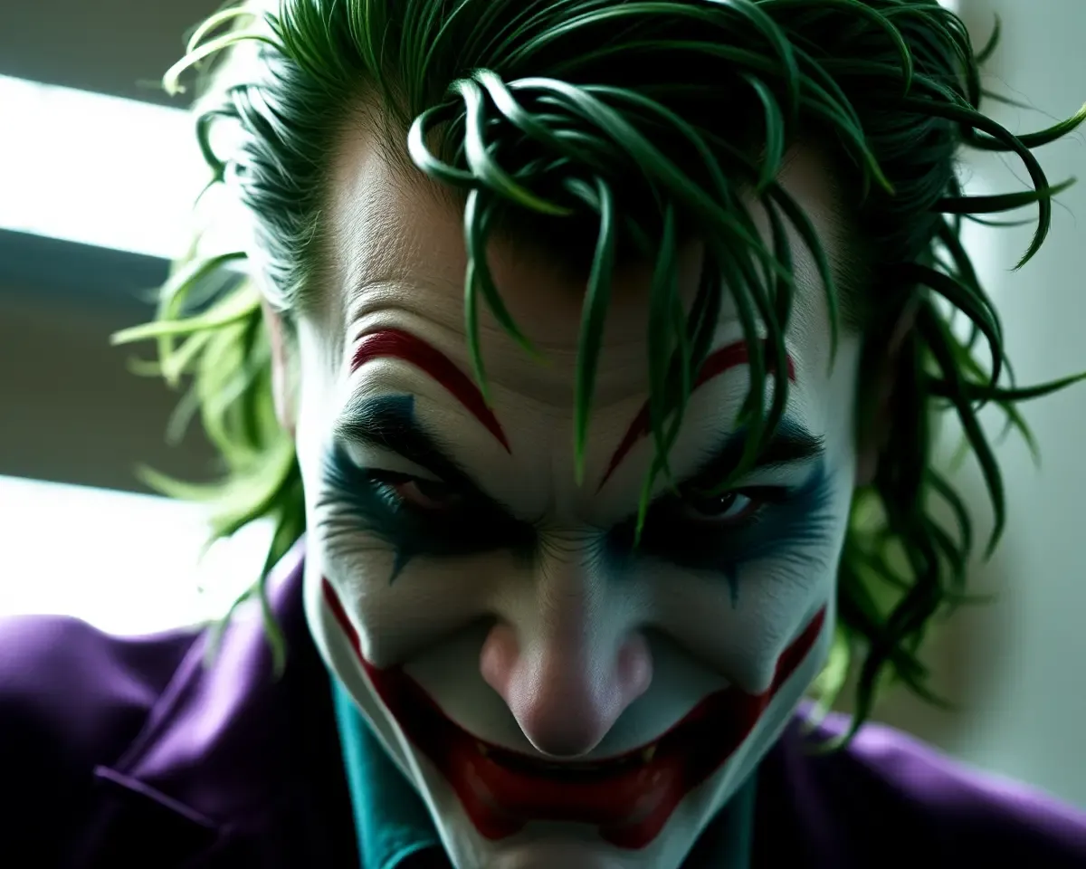 Joker's Messy Bedhead Hair with Mischievous Glint