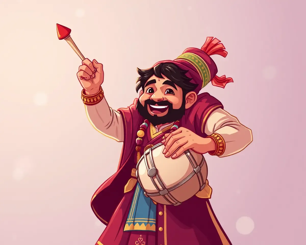 Joyful Nasik Dhol Player with Traditional Attire