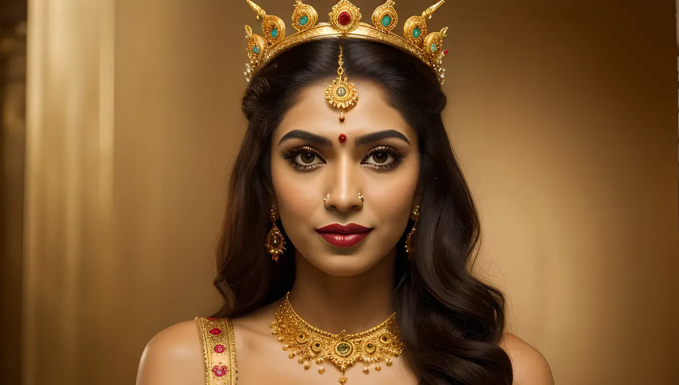 Kaliamman with Intricate Henna Designs and Golden Jewelry