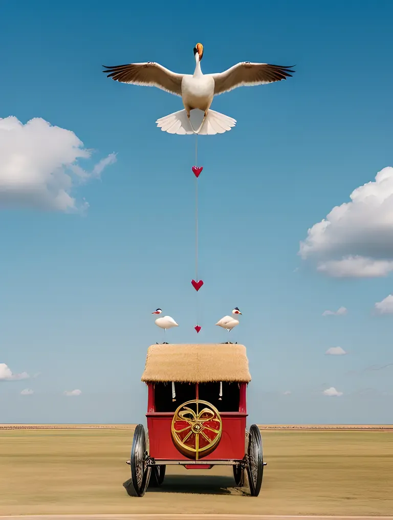 Kamdev's Swan-Pulled Chariot Soaring Through the Skies