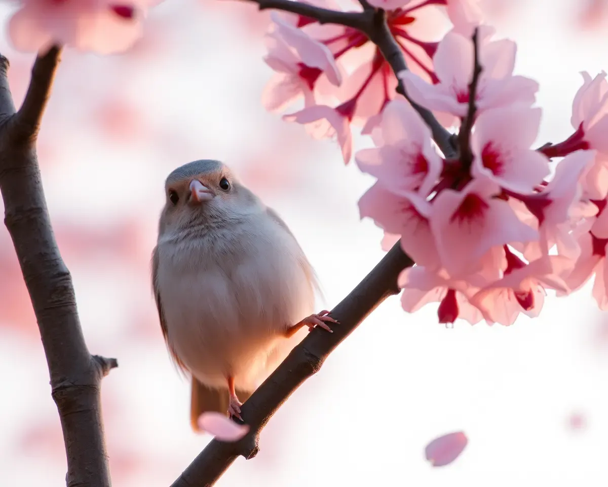 Kammal on Cherry Blossom Tree with Soft Pink Glow