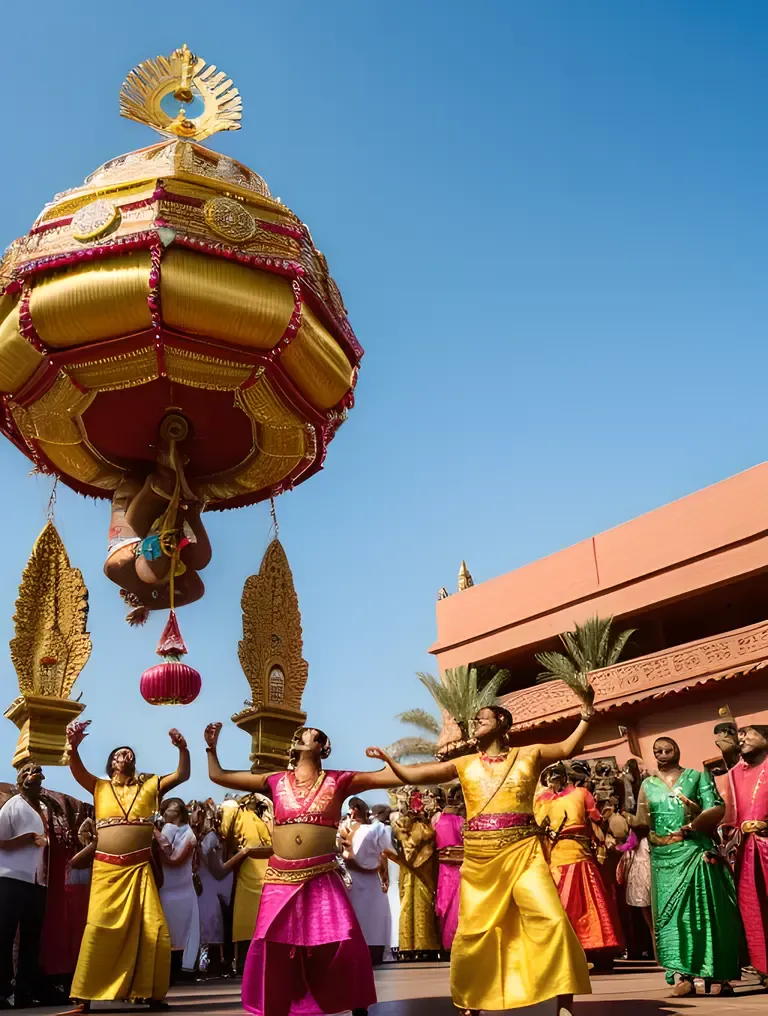 Kavadi Celebrations Under Bright Blue Sky
