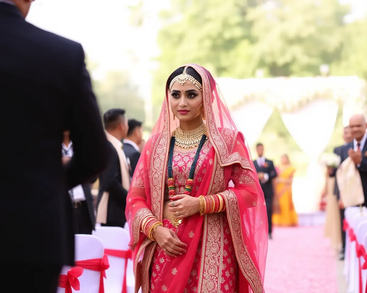 Khakhra-Adorned Bride Walks Down Wedding Aisle