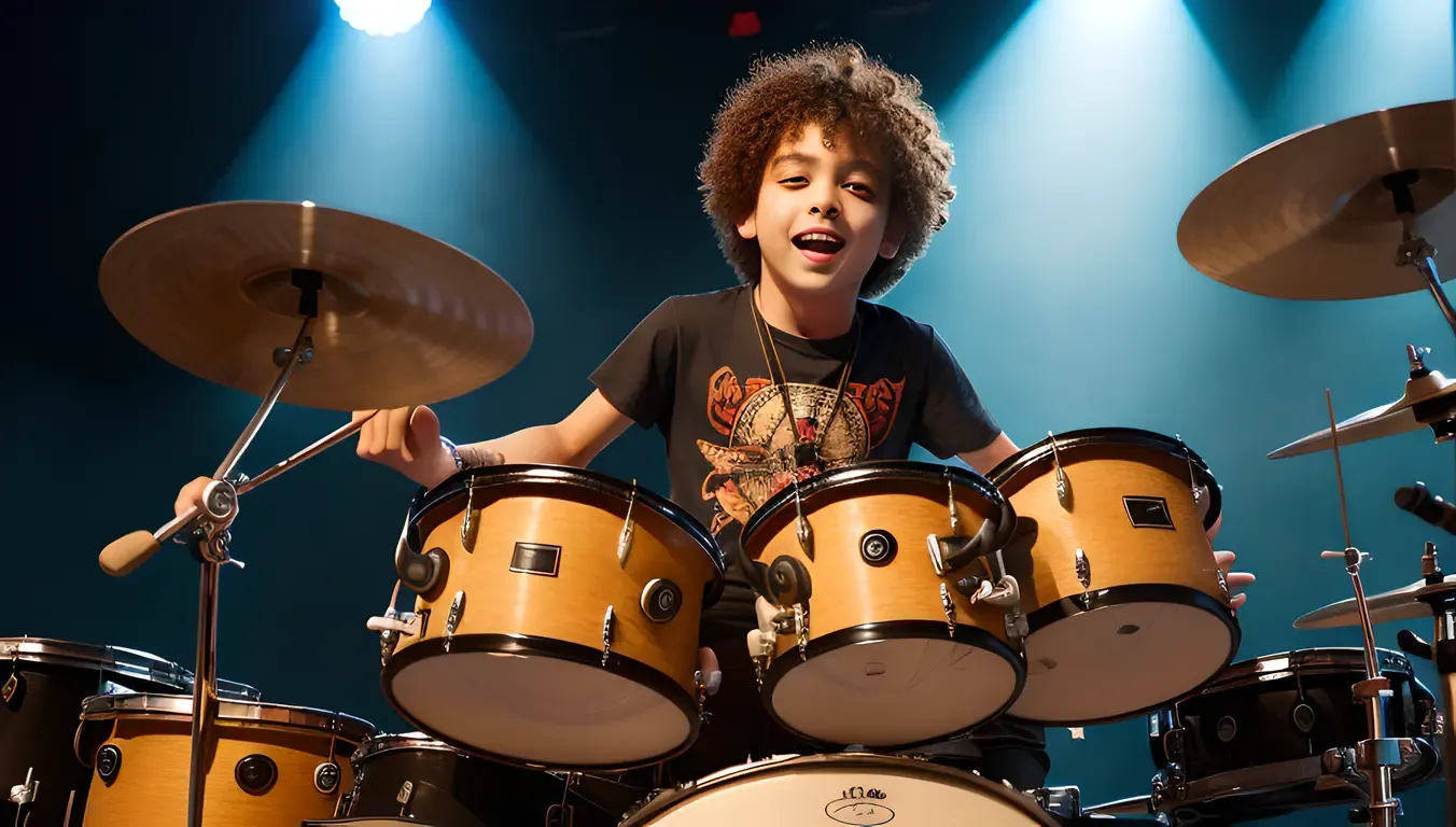 Kid Rockstar Play Drum Set at Concert