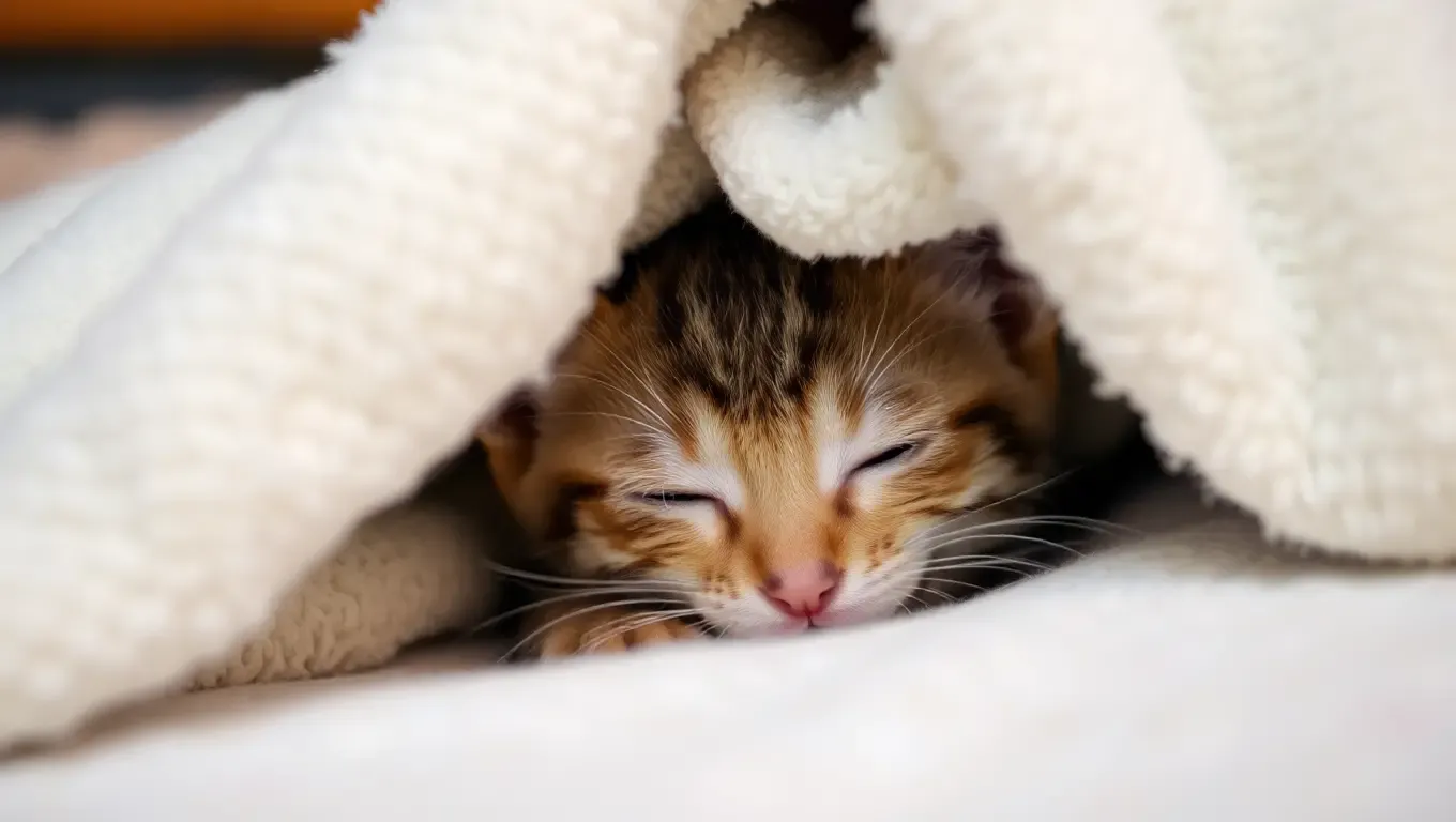 Kitten's Sleepy Decision: Explore or Snooze
