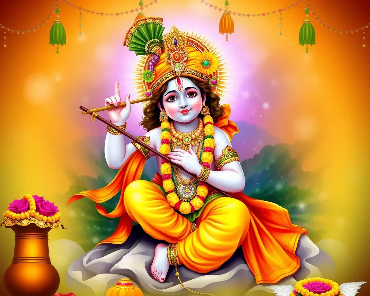 Krishna Janmashtami Images HD in Bright Illumination