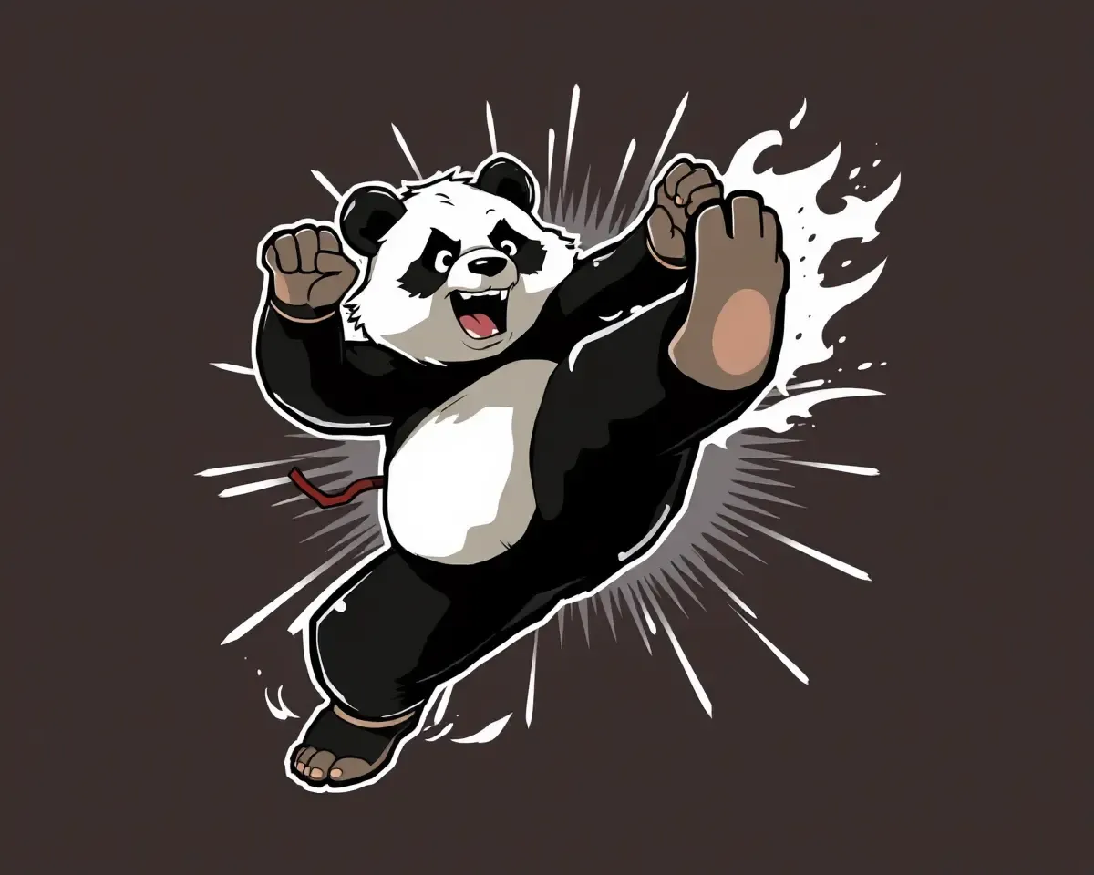 Kung Fu Panda in Dynamic Kick Pose