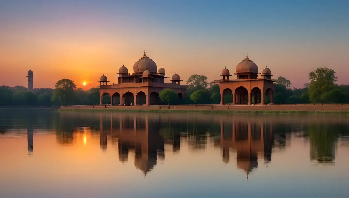 Kushti Inspired Sunset with Traditional Indian Architecture