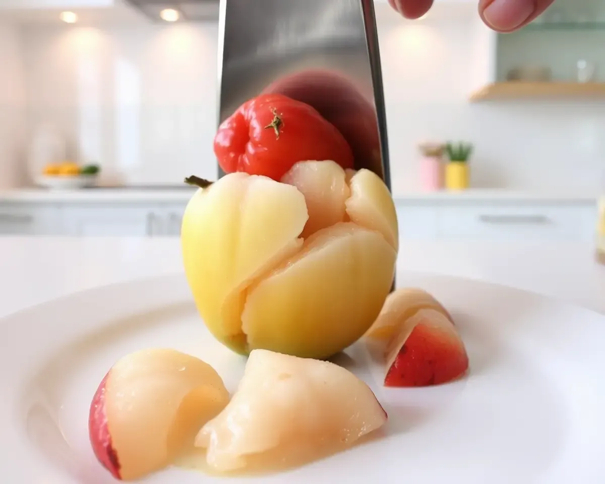 Litchi Fruit Being Peeled and Segmented in Modern Kitchen 🍊