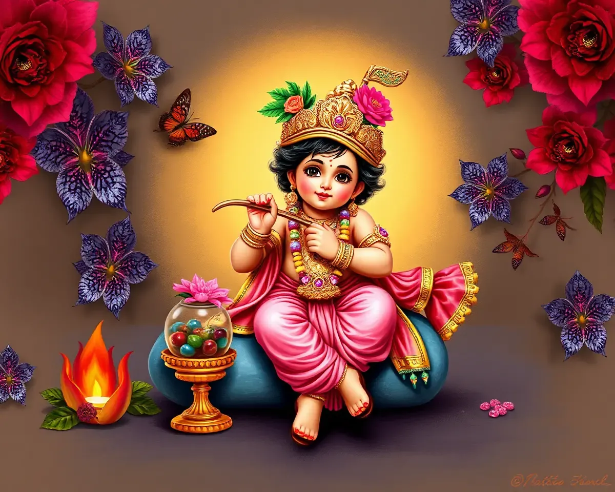 Little Krishna Images Depicting Childhood Scenes
