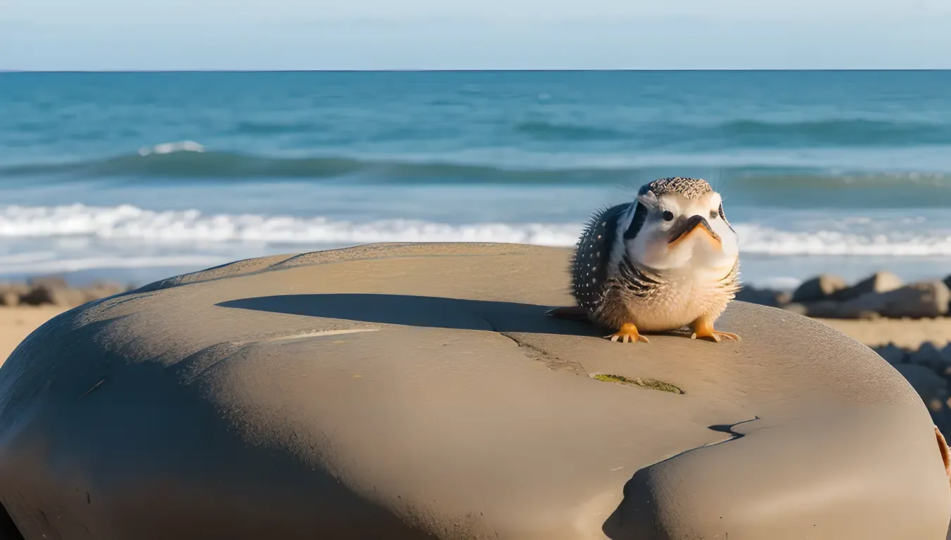 Longing Puffer Fish Perched on Rock Overlooking Ocean
