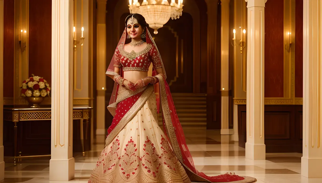 Lovely Dulhan Descends Grand Staircase in Stunning Lehenga