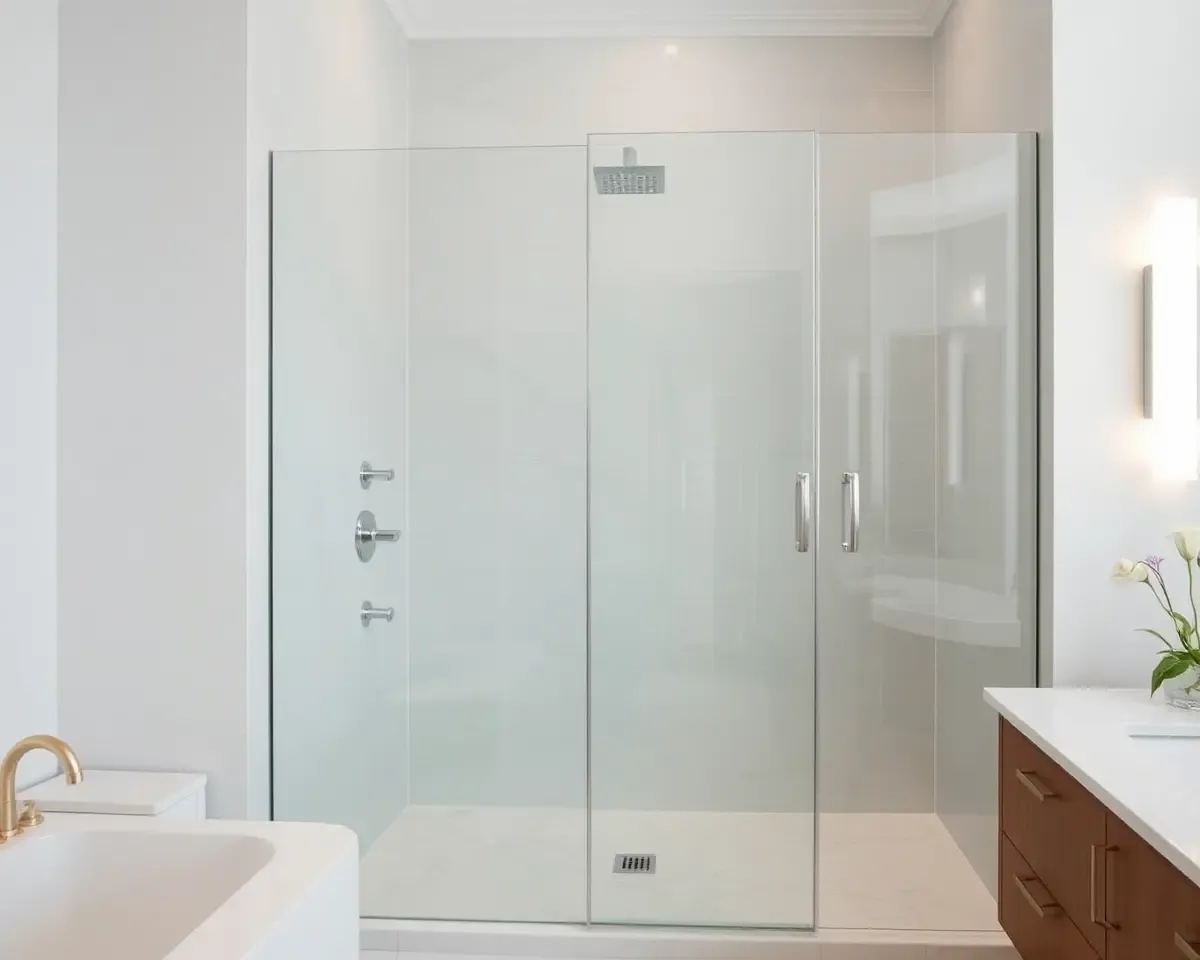Luxurious Bathroom with Lacquered Glass Shower Enclosure