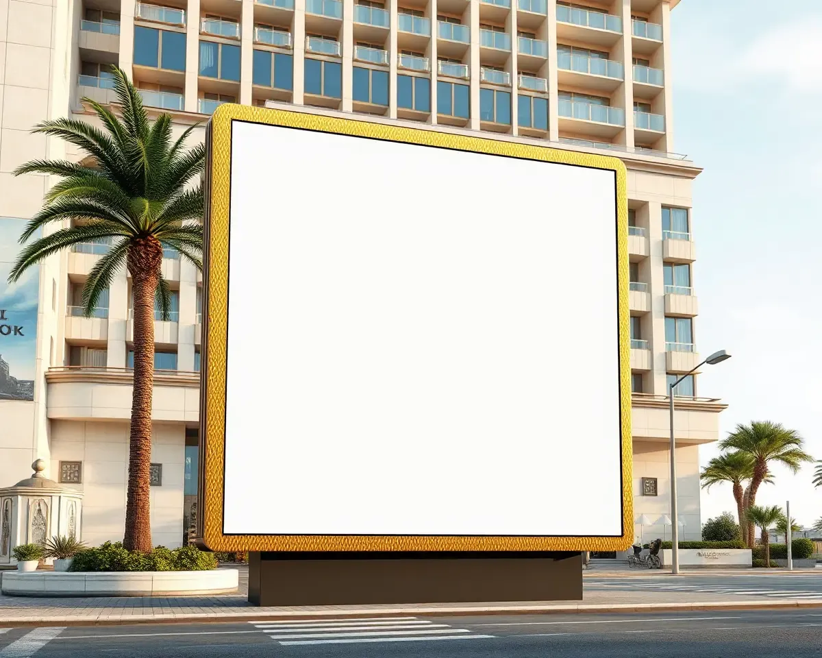 Luxurious Design on Square Hoarding Board in Upscale Hotel