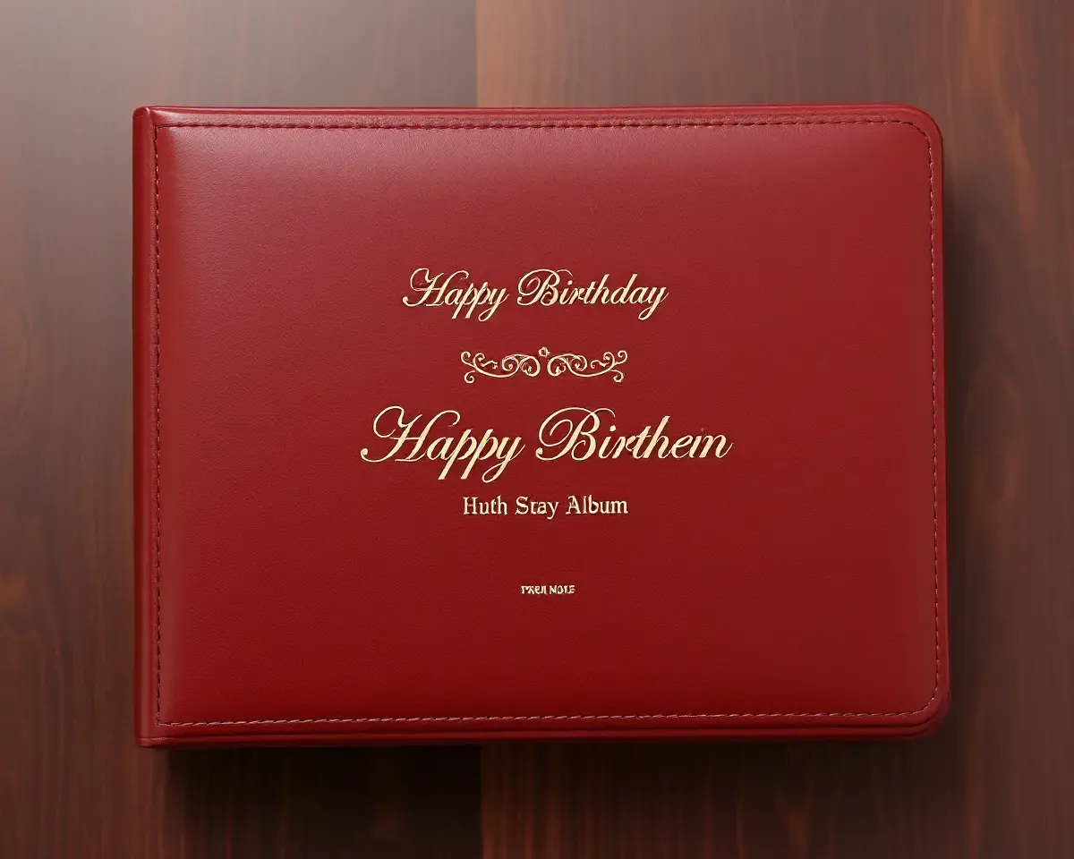 Luxurious Leather-Bound Birthday Album with Classic Font