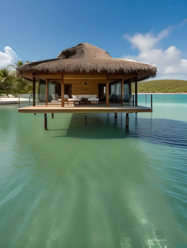 Luxurious Private Island Stilt House with Crystal Clear Waters