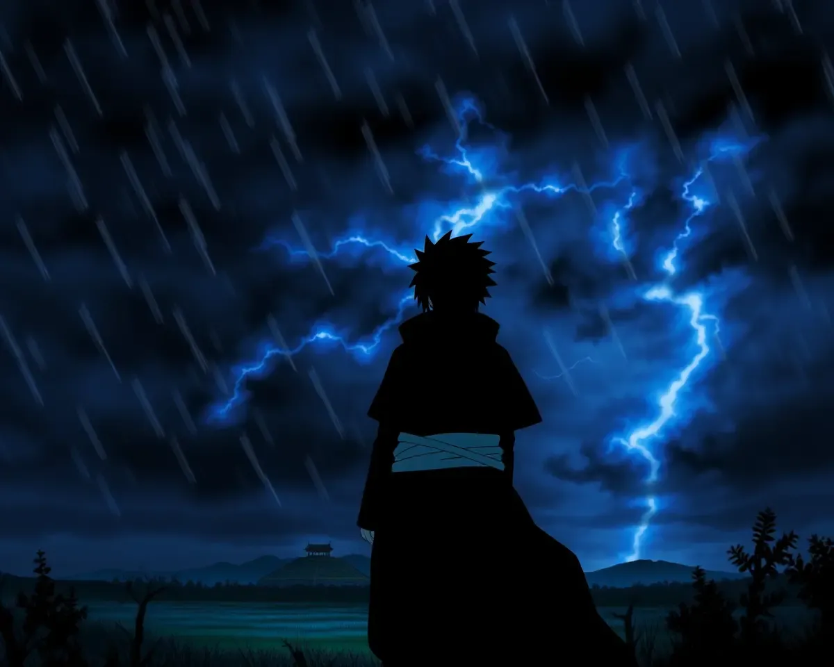 Madara Uchiha Wallpaper: Dark Stormy Night Village Background