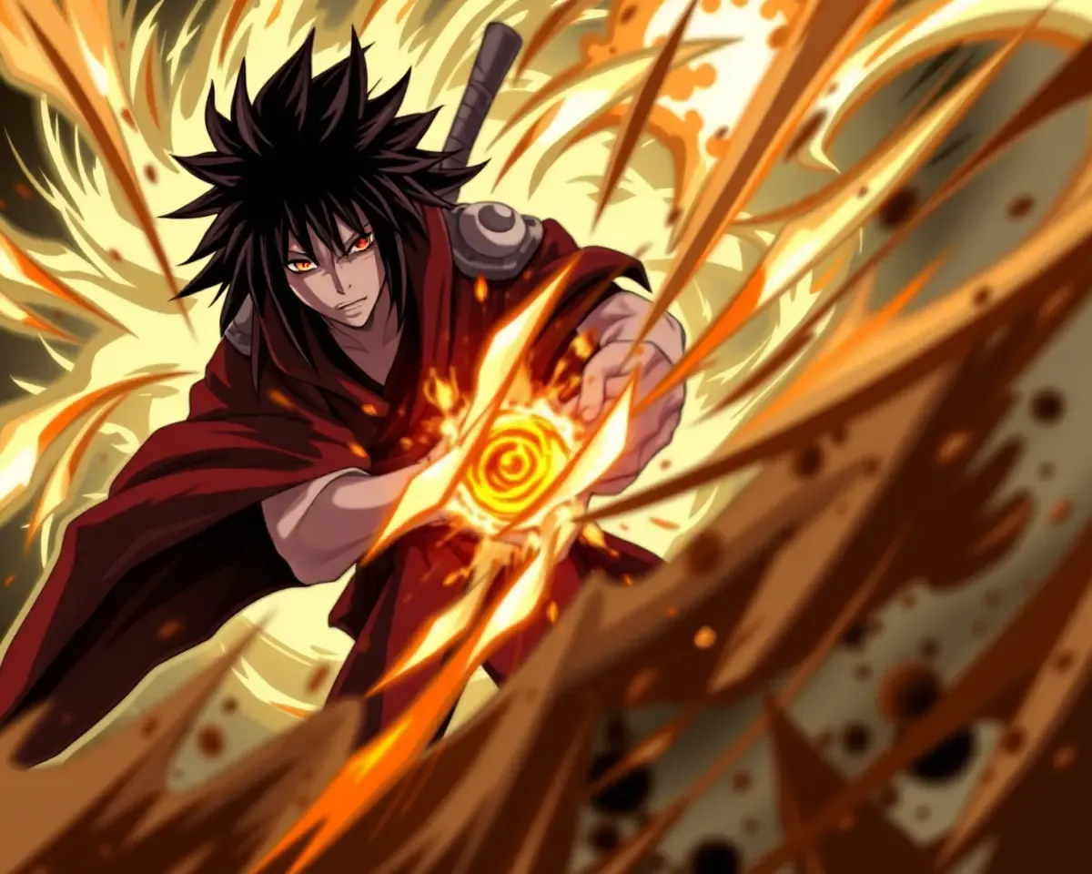 Madara Uchiha in Mid-Battle Swirling Chakra Vortex