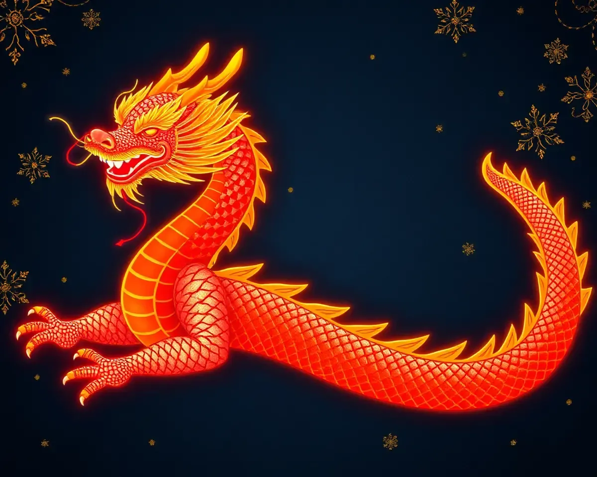 Majestic Chinese Dragon 4K Wallpaper with Fiery Glow